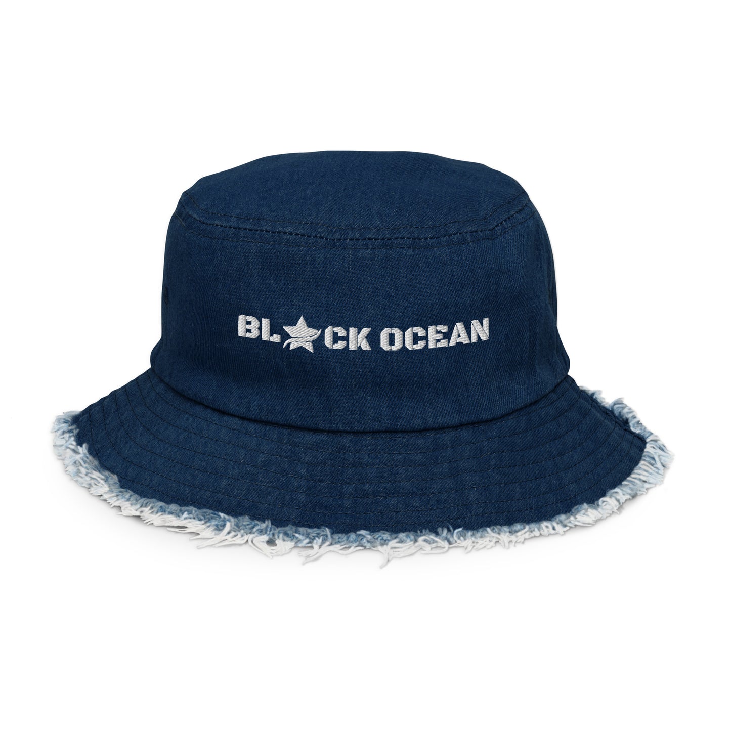 Black Ocean Ausgefranster Jeans-Fischerhut