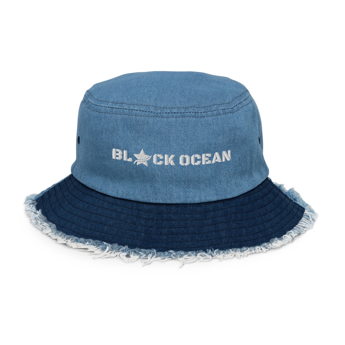 Black Ocean Ausgefranster Jeans-Fischerhut