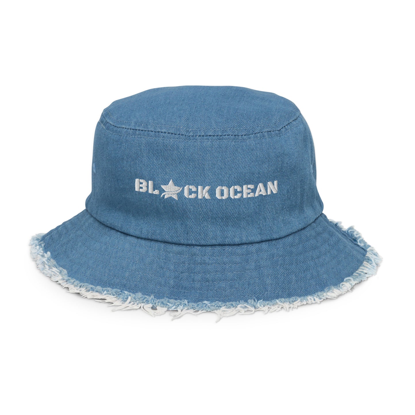Black Ocean Ausgefranster Jeans-Fischerhut